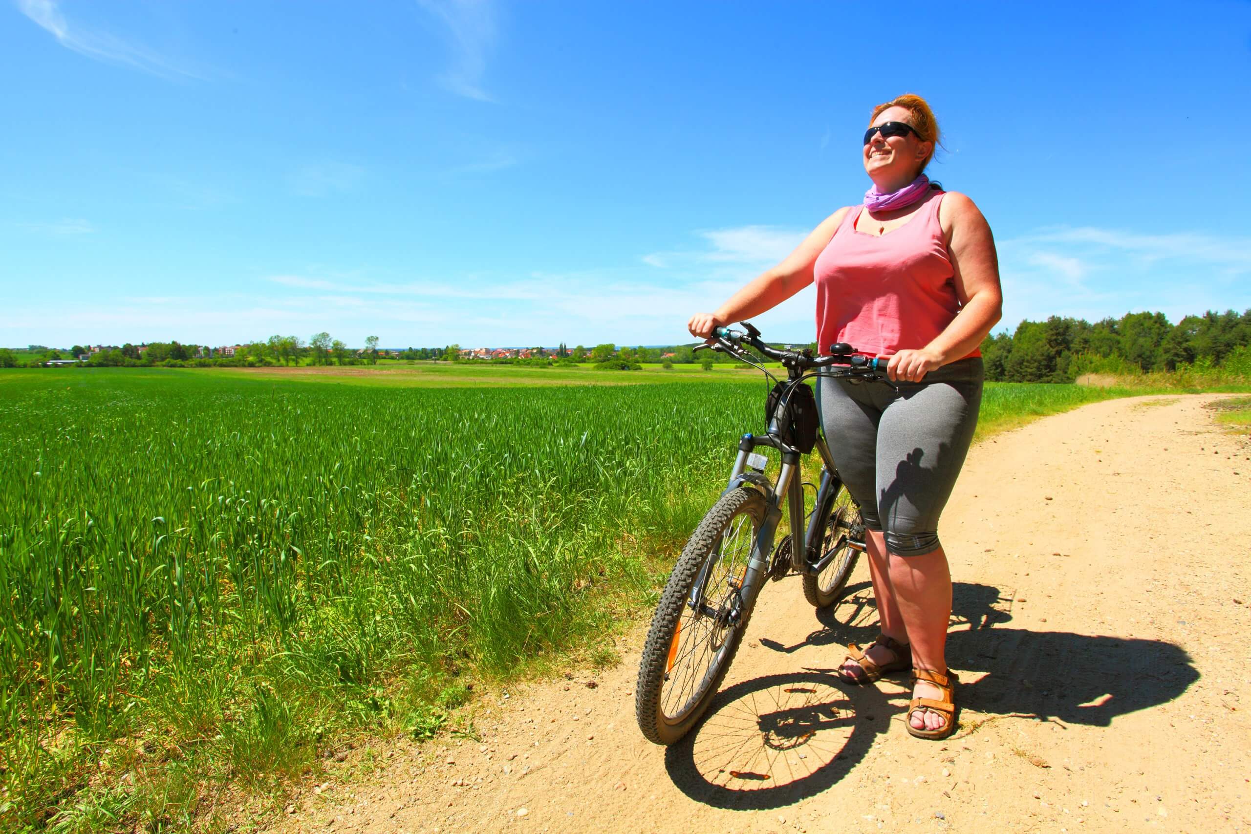 Overweight,Woman,And,Bicycle.,Active,People,Enjoying,Summer,Holidays,On Dr Jennifer Matthei consulting at Upper GI Surgery